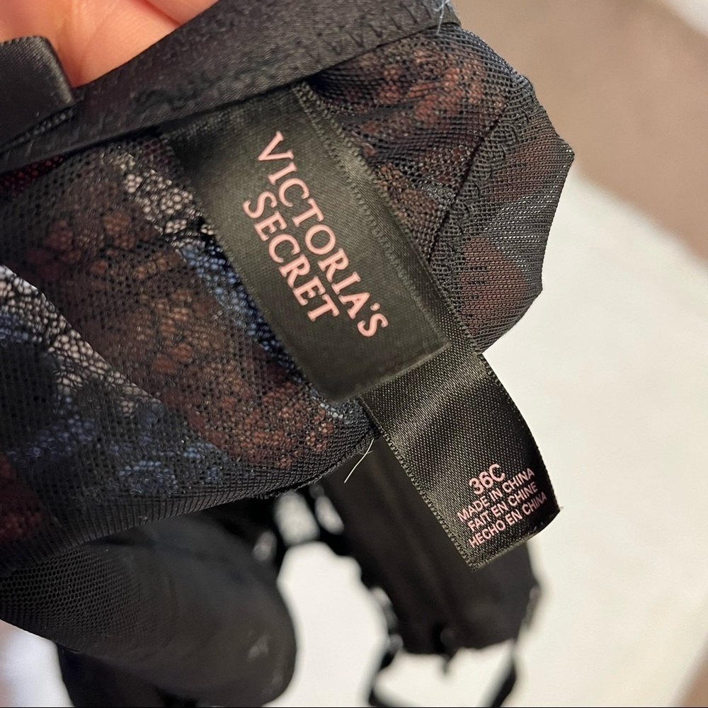Victorias Secret Beautiful Solid Black Lace Lingerie One Piece Cup Size 36C - Picture 6 of 10